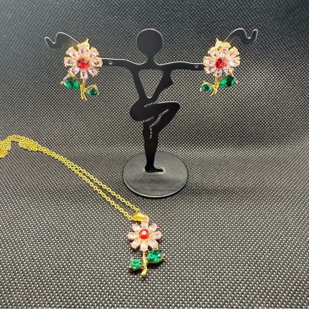 Vintage CZ Floral Jewelry Sunflower Set - perfect gift!